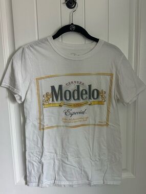 Modelo Especial 1925 Beer White Graphic Tee Shirt Small Cotton Ripple Junction